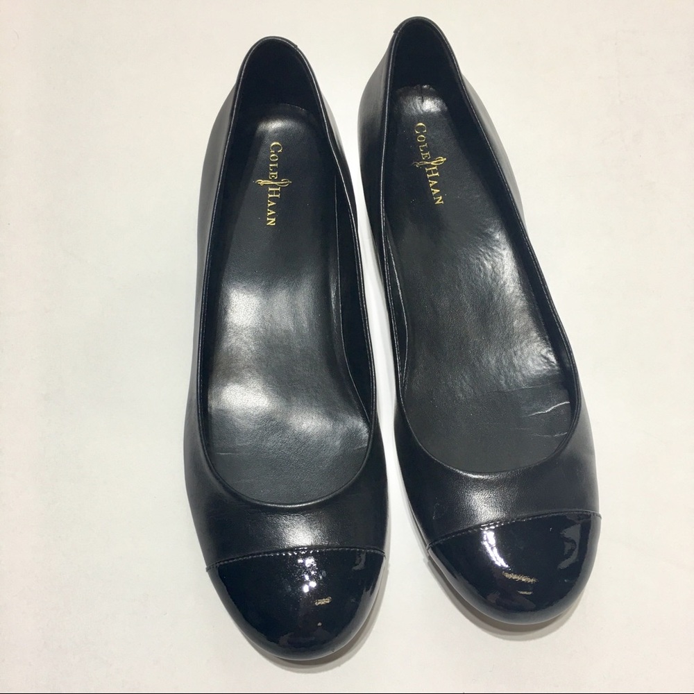 Cole Haan Black Wedge Nike Air Leather Flats Sz 8